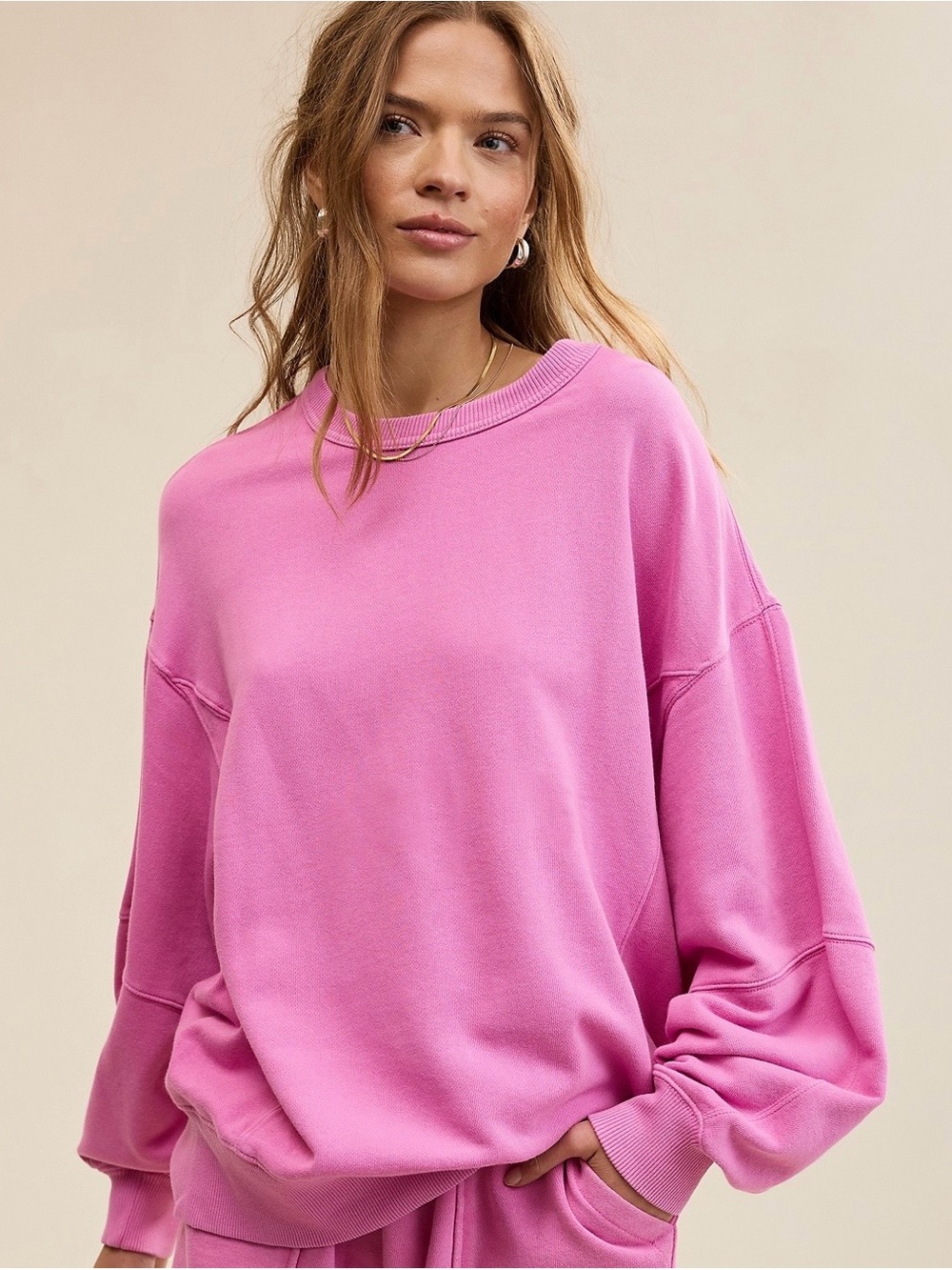 Aerie Go-To Sweatshirt in Hot Fuchsia